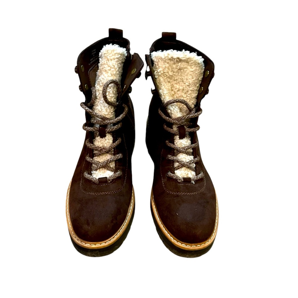 Brown Shearling-Lined Lace-Up Boots women's size 8 like new